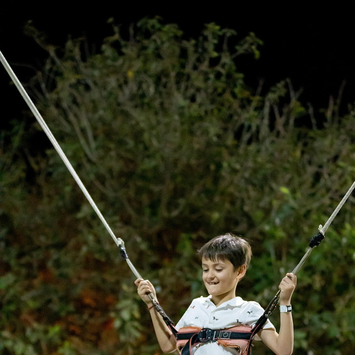 bungee trampoline at night