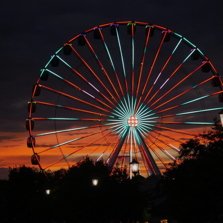 carnival ferris wheel at night
